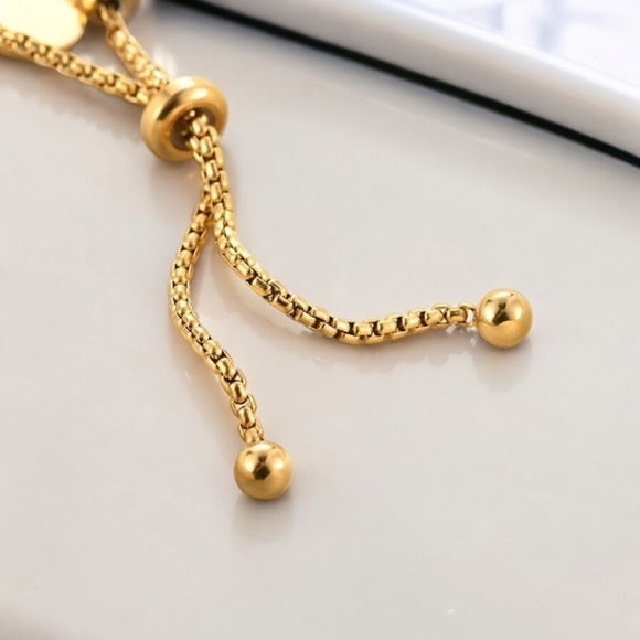 ๐๏ธ 18K Gold Plated Adjustable Beaded Bracelet Stainless Steel Charm Jewelry - Picture 6 of 10